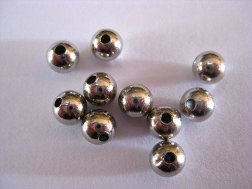 Round metal beads, 6mm, nickel, 20pcs