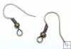 Earring wire, bronze, 10pcs