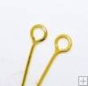 Eye pins, gold tone, 40mm, 20pcs