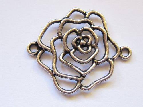 Tibetan silver connectors, rose, 36x30mm, 1pcs