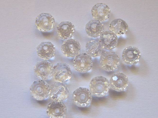 Facetted roundell, clear, 4mm, 20pcs