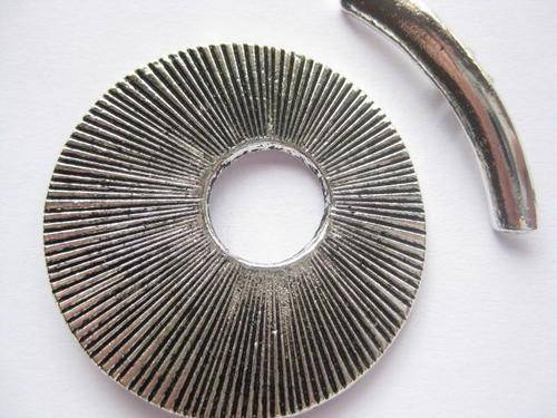 Toggle clasp, 2 strand, antique silver, 39mm, 1 set