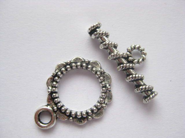 Toggle clasp, antique silver, 20x15mm, 1 set