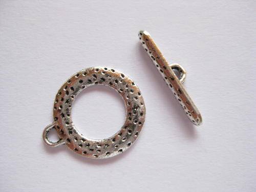 Toggle clasp round, 20mm, antique silver, 1set