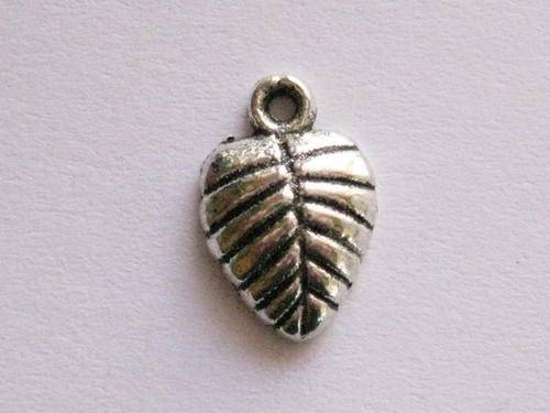 Charm leaf, 16x10mm, antique silver, 1pc
