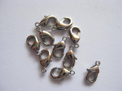 Lobster clasp (tiny) nickel, 8mm, 10pc