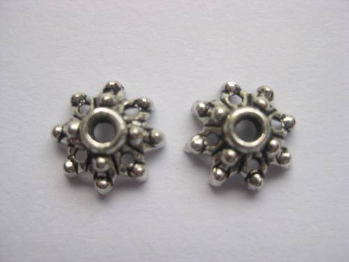 Bead caps, antique silver, 9mm, 2pcs