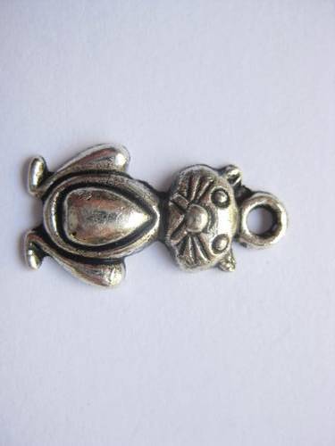 Charm, cat, antique silver, 20x11mm, 1pc
