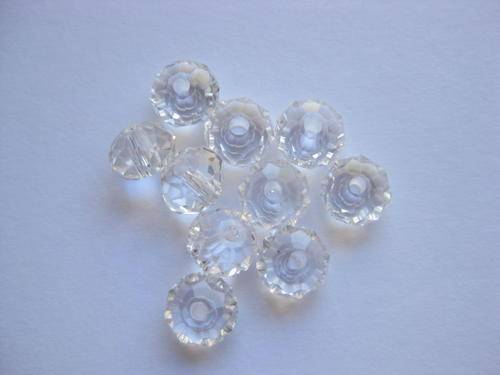 Facetted roundell, crystal, 6mm, 10pcs