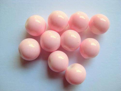 Round glass beads, pink (opaque), 8mm, 10pcs