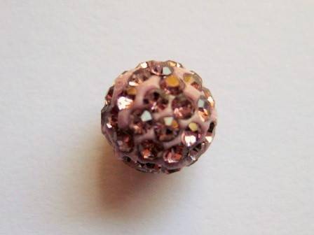 Shamballa beads, pink, 10mm, 1pc