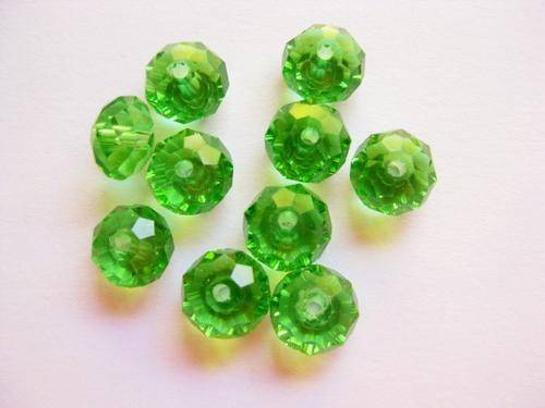 Facetted roundell, green, 8mm, 10pcs