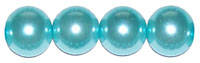 Glass pearl beads 8mm, aqua, +/-25 pcs