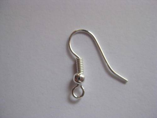 Earring wire, silver tone, 10pcs