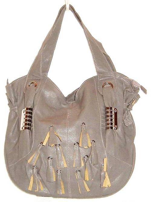 HANDBAG - POPULAR HOBO STYLE WITH FRONT TASSELS - Dark Grey Colour