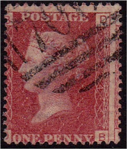 GB QV 1d red - scarce Plate 224 fine used