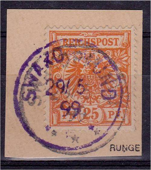 German SWA  25 pf wirh SWA cancel on piece.