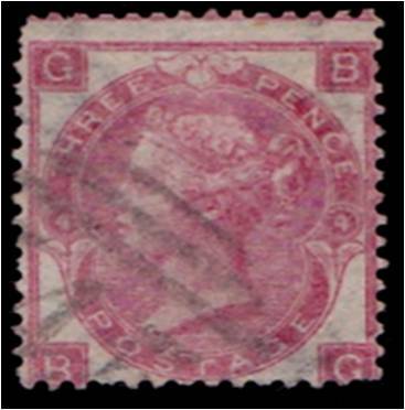 GB QV  3d rose  SG  92  Plate 4  avg used