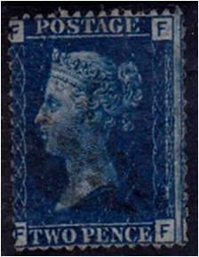GB QV 2d blue SG 47 plate 15 fine used