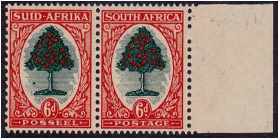 Union  6d  Marg pair  SACC 118  LMM  variety  "green dot under tree"