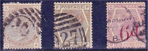 GB QV  3 nice surface printed items  SG 147, 160 & 162  good used