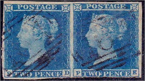 GB QV Attractive pair of 2d Blue  SG 15  good used - light crease