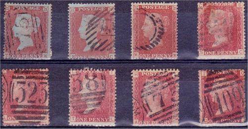 GB QV  group of 8 mixed 1d reds - unsorted  fine used