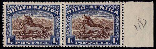 Union 1/- SACC 61  pair superb MNH