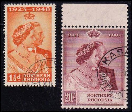 N Rhodesia  KG VI Silver Wedding set  SG 48/9  very fine used
