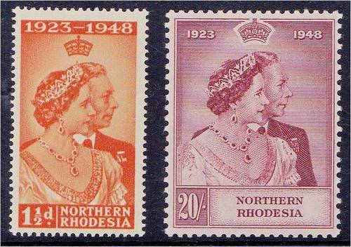 N Rhodesia  KG VI Silver Wedding set  SACC 48/49  MM
