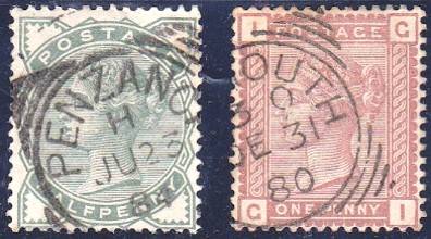 GB QV 1/2d & 1d defns SG 164/5 very fine used