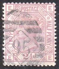 GB QV 2 1/2d Rosy-mauve SG 141 plate 13 goos used