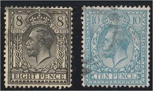 GB KG V 8d & 10d defns SG 391 & 394 very fine used