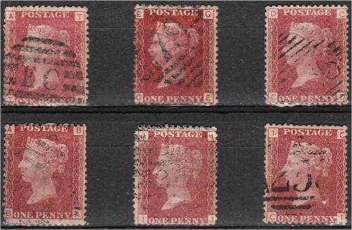 GB QV 6x 1d reds plates 120 to 125  fine used