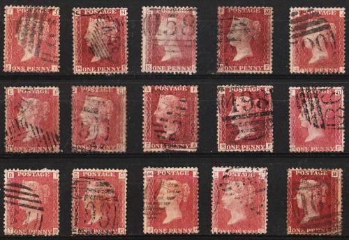 GB QV 15 x 1d reds mixed plates good used