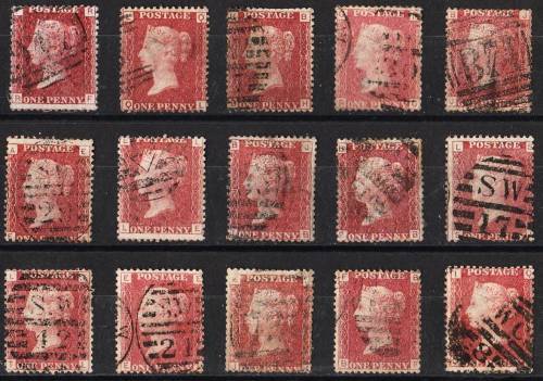 GB QV 15 x 1d reds mixed plates good used