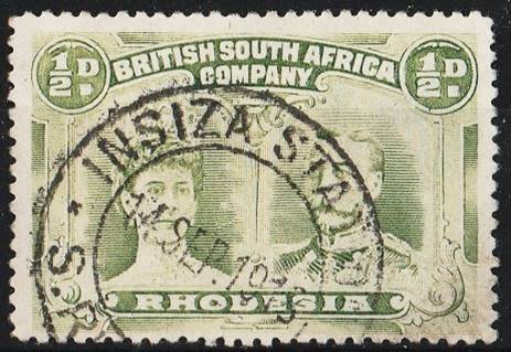 BSAC 1/2d Double Head SACC 122 superb `Insiza Station` cancel.