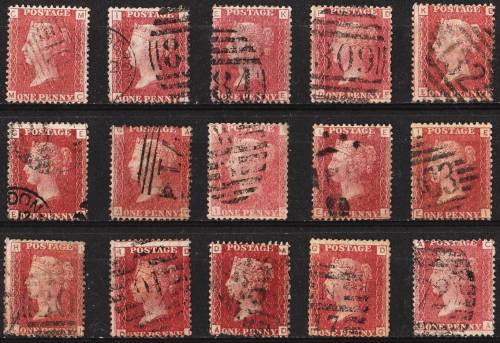 GB QV 15 x 1d reds mixed plates good used