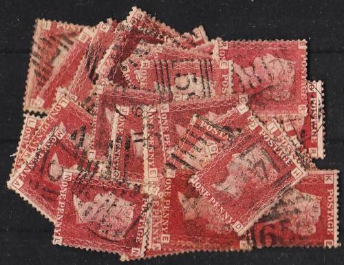 GB QV 50 x 1d reds all plate 95 mixed condition - suit plater