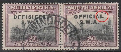 SWA  2d `OFFICIAL` pair SACC 11a (missing stop) fine used