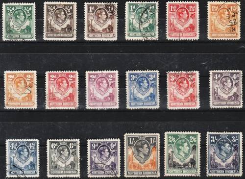 N Rhodesia  Nice range of defns up to 3/-  fine used