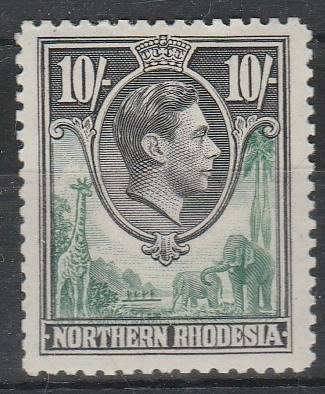 N Rhodesia KG VI  10/- definitive SACC 44 mint not hinged