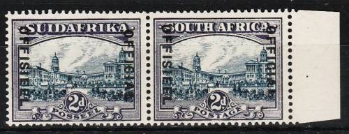 Union 2d Blue & Violet `OFFICIAL` O/prtd pair SACC 15a MNH