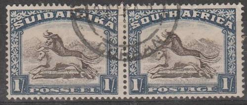 Union 1/- Brown & prussian blue  SACC 49 fine used pair