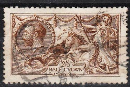 GB KG V 2/6d yellow brown Seahorse SG 405 avg used