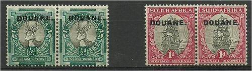 Union "Douane" O/print on 1/2d + 1d pairs - scarce !  MM