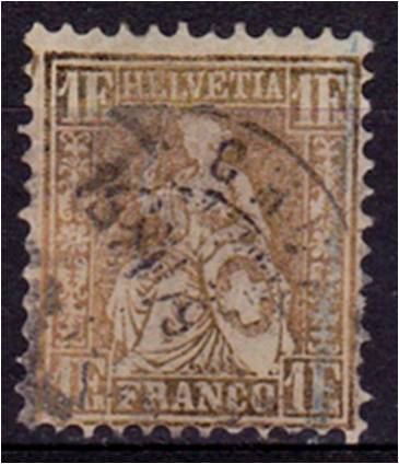Switzerland  1 franc gold  SG 60a  good used - slight faults