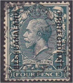Bechuanaland  KG V 4d  O/print  good used  SG 95  short perf