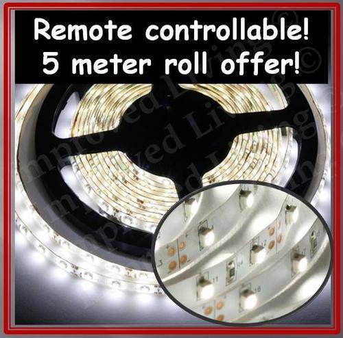 *5 meter roll ***High Bright Cool White **** LED strip light - 60LED's/meter. SA stock!