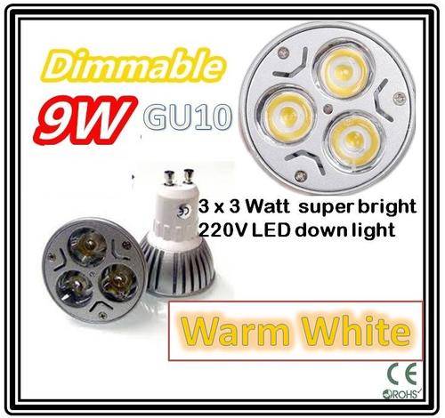 ***LED Bulb GU10*** 3 LED 9W Dimmable  ** 220V AC downlight - FREE SHIPPING OPTION